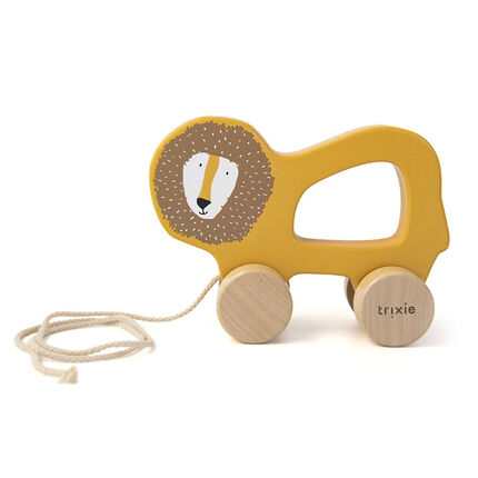 Jouet à tirer en bois - Mr. Lion jaune