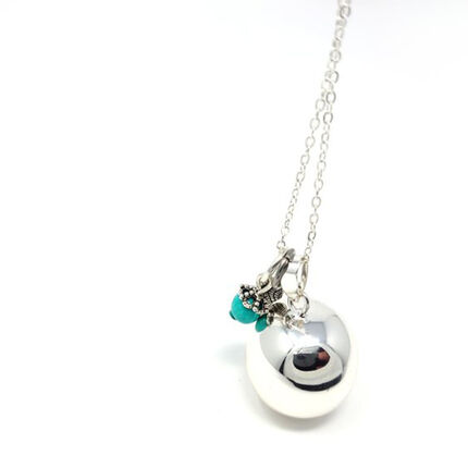 Bola de grossesse lisse pierre naturelle - Howlite - Argent gris