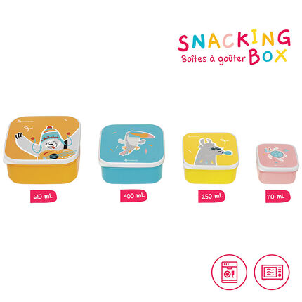 Lot de 4 boîtes à goûter Snacking Box empilables