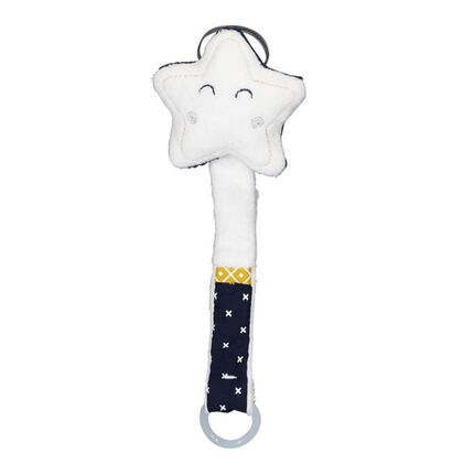 Attache-sucette - Hello bleu marine/blanc