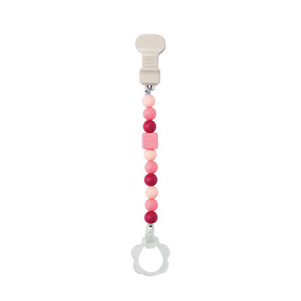 Attache-sucette avec clip ajustable Lapidou – Corail rose