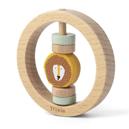Hochet rond en bois - Mr. Lion jaune