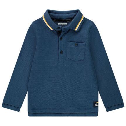 Polo manches longues uni pour bébé garçon 23 mois bleu moyen