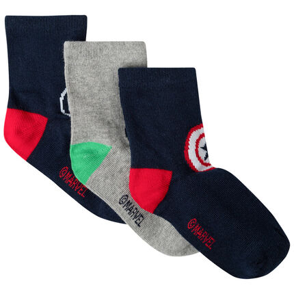 Lot de 3 paires de chaussettes motif Marvel 23-26 bleu foncé