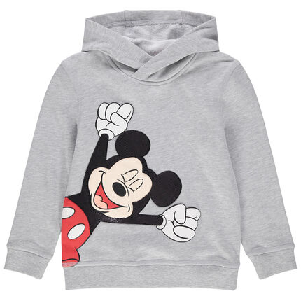 Sweat à capuche en molleton print Mickey Disney en sequins 4 ans gris moyen