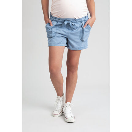 Short de grossesse fluide à poches 38 bleu clair