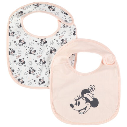 Lot de 2 bavoirs en coton print Minnie Disney rose clair