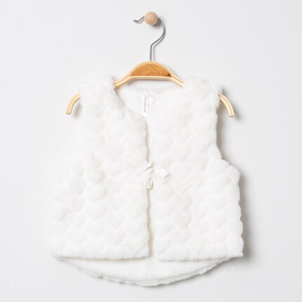 Gilet serveur en fausse fourrure 23 mois ecru