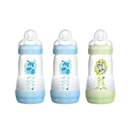 Lot de 3 Biberons Anti-colique Easy Start 260 ml - 0/6 mois débit 2 - Bleu/Vert
