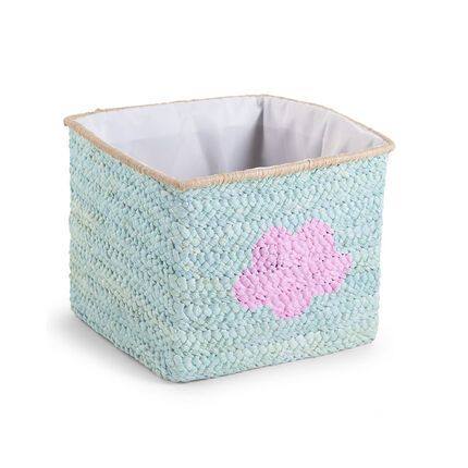 Panier de rangement tressé 30 x 33 x 33 cm - Mint Star & Cloud imprimé