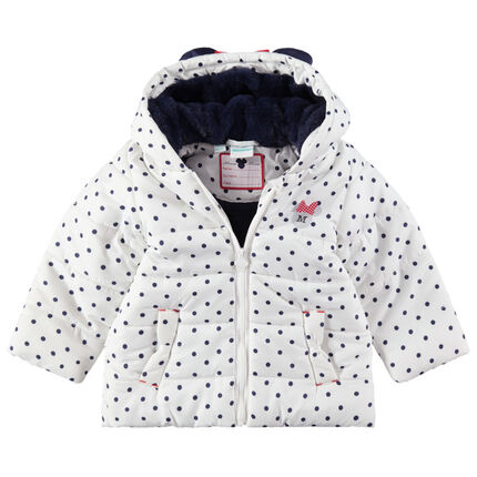 Doudoune à pois doublée sherpa avec oreilles en relief Minnie Disney 6 mois ecru
