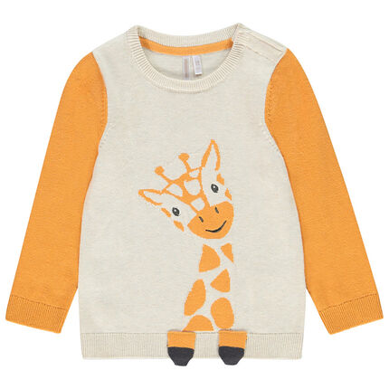 Pull en tricot motif girafe pour bébé garçon 23 mois beige moyen