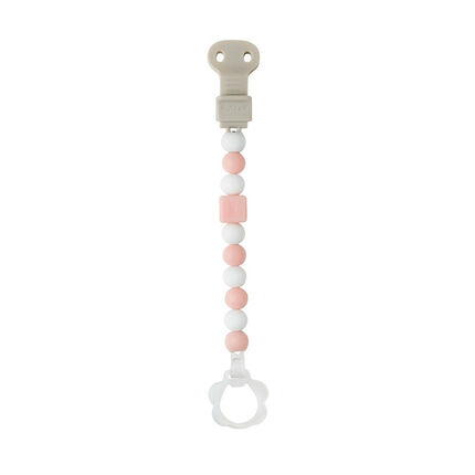 Attache-sucette avec clip ajustable Lapidou – Rose clair/blanc