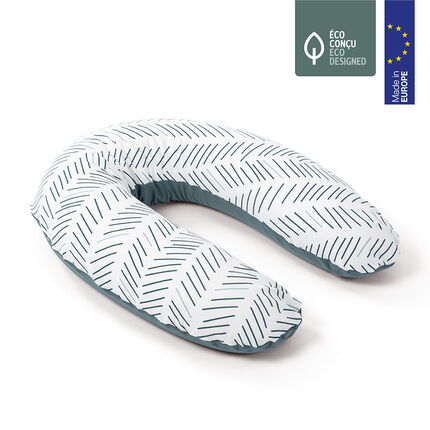 Coussin d'allaitement Doomoo – Ethnic petrol blanc/rayures bleues