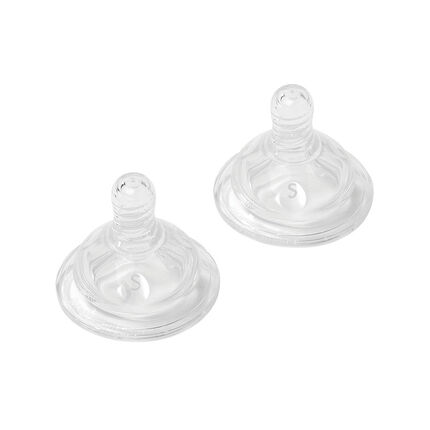 Lot de 2 tétines physiologique en silicone taille S - 0-3 mois transparent