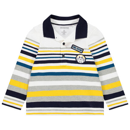 Polo à rayures et badges dragon pour bébé garçon 23 mois blanc