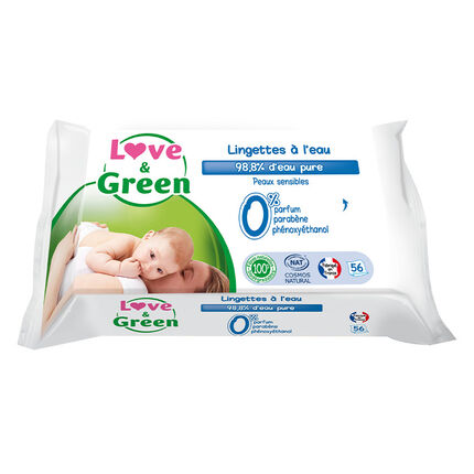 Lingettes Bébé hypoallergéniques à l'eau x56 blanc