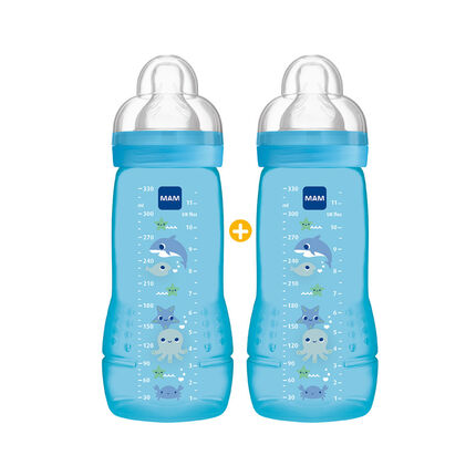 Lot de 2 biberons Easy Active 330ml Débit X - 6 mois+ bleu