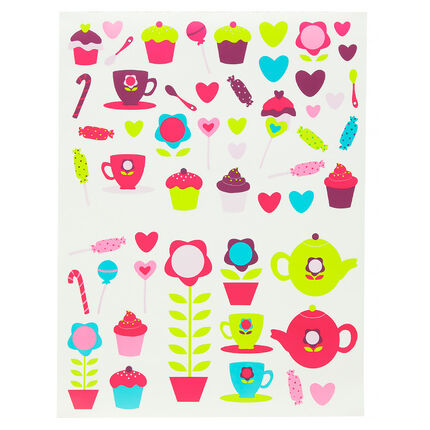 Stickers thé et cupcakes en vinyle autocollant