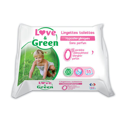 Lingettes Toilettes Hypoallergéniques x55 sans parfum blanc
