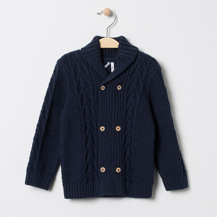 Gilet en tricot fantaisie à double boutonnage 23 mois bleu foncé