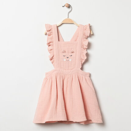 Robe à bretelles volantées 23 mois rose clair
