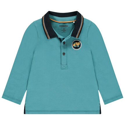 Polo manches longues en coton pour bébé garçon 23 mois vert moyen