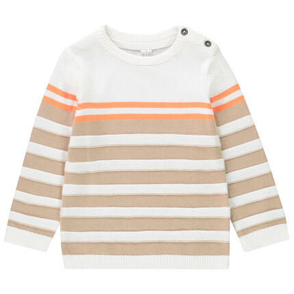 Pull en tricot à bandes contrastées pour bébé fille 23 mois marron clair