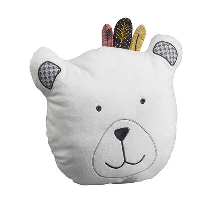 Coussin décoratif tête d'ours - Timouki blanc