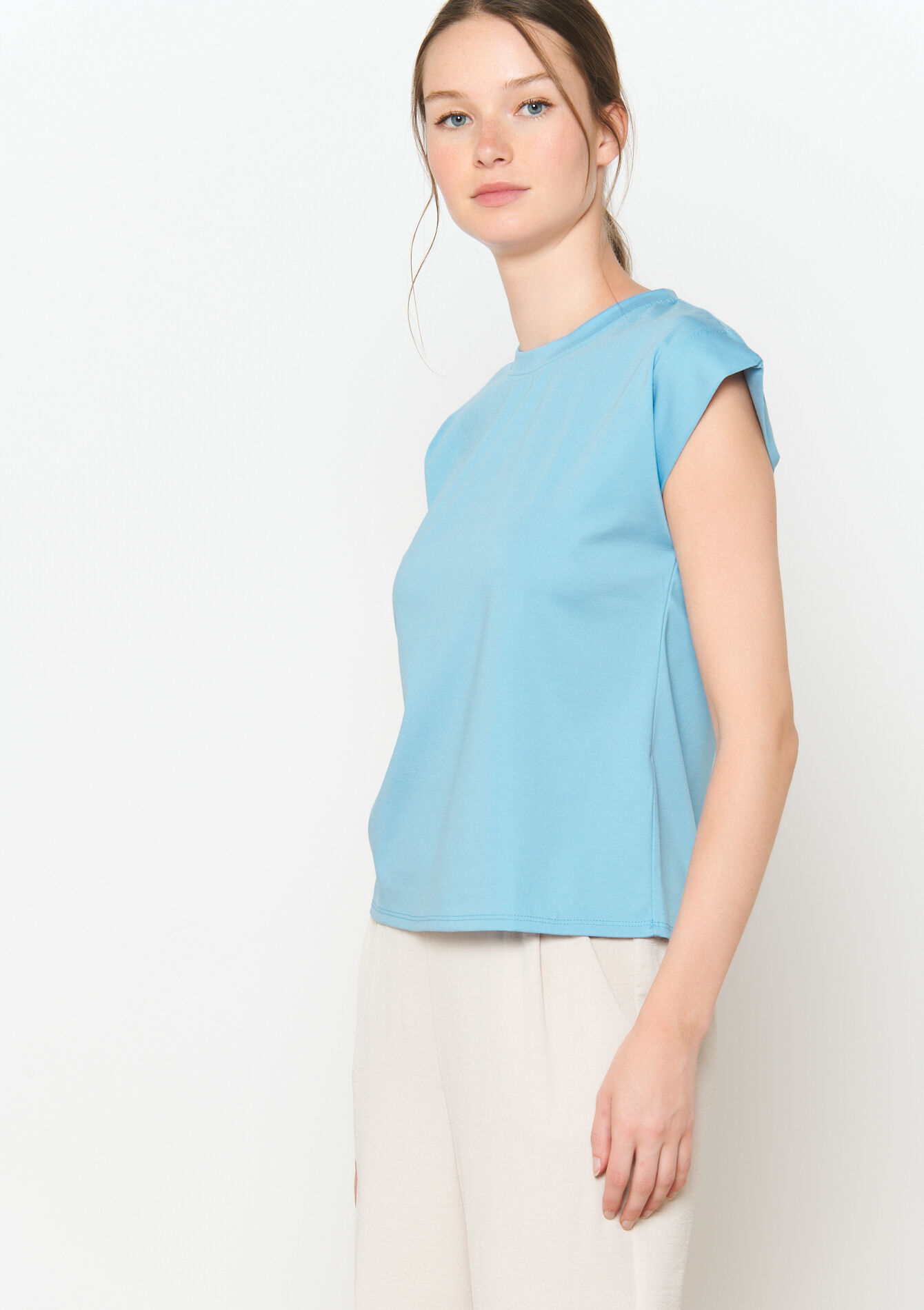 T-shirt à col rond, undefined - BLUE PASTEL - undefined