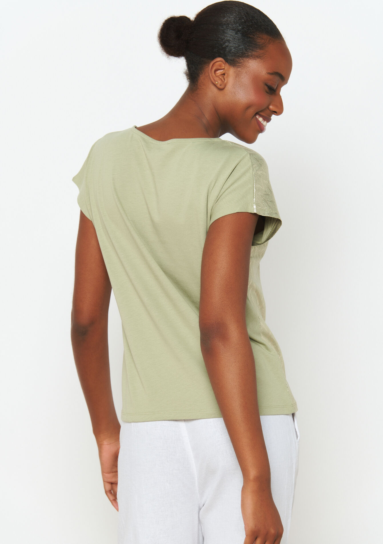 T-shirt à imprimé métallisé, T-shirt à imprimé métallisé - KHAKI FADED - 02301555_4326