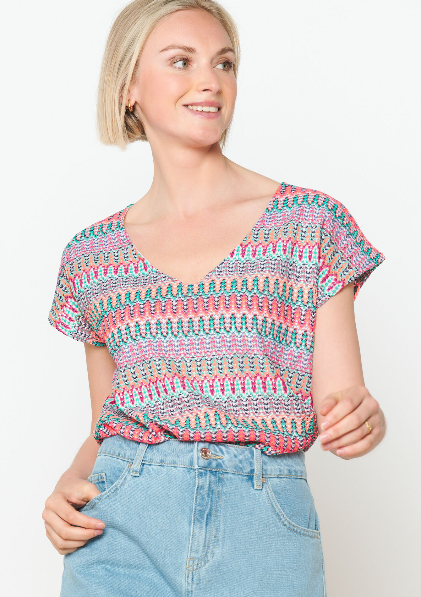 T-shirt avec macramé, T-shirt avec macramé - PASTEL PEACH - 02301571_1974