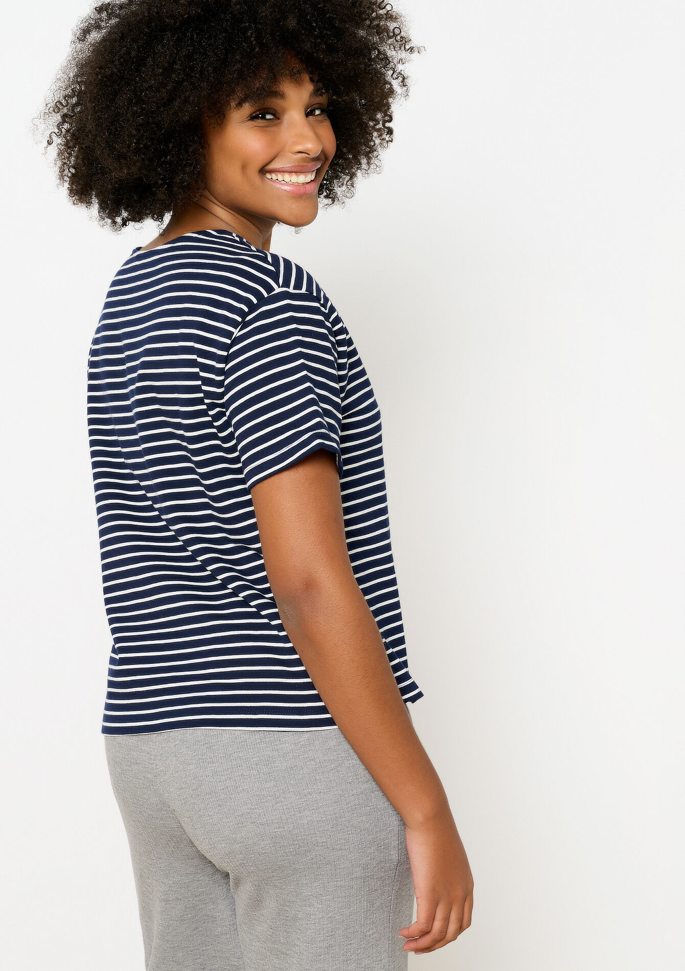 Striped T-shirt with short sleeves, Striped T-shirt with short sleeves - NAVY BASIC - 02301632_2723