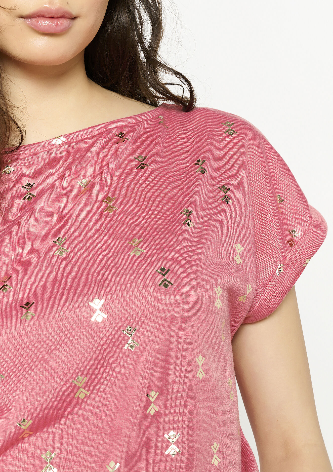 Bedrukte soepele t-shirt, undefined - COSMETIC PINK - undefined