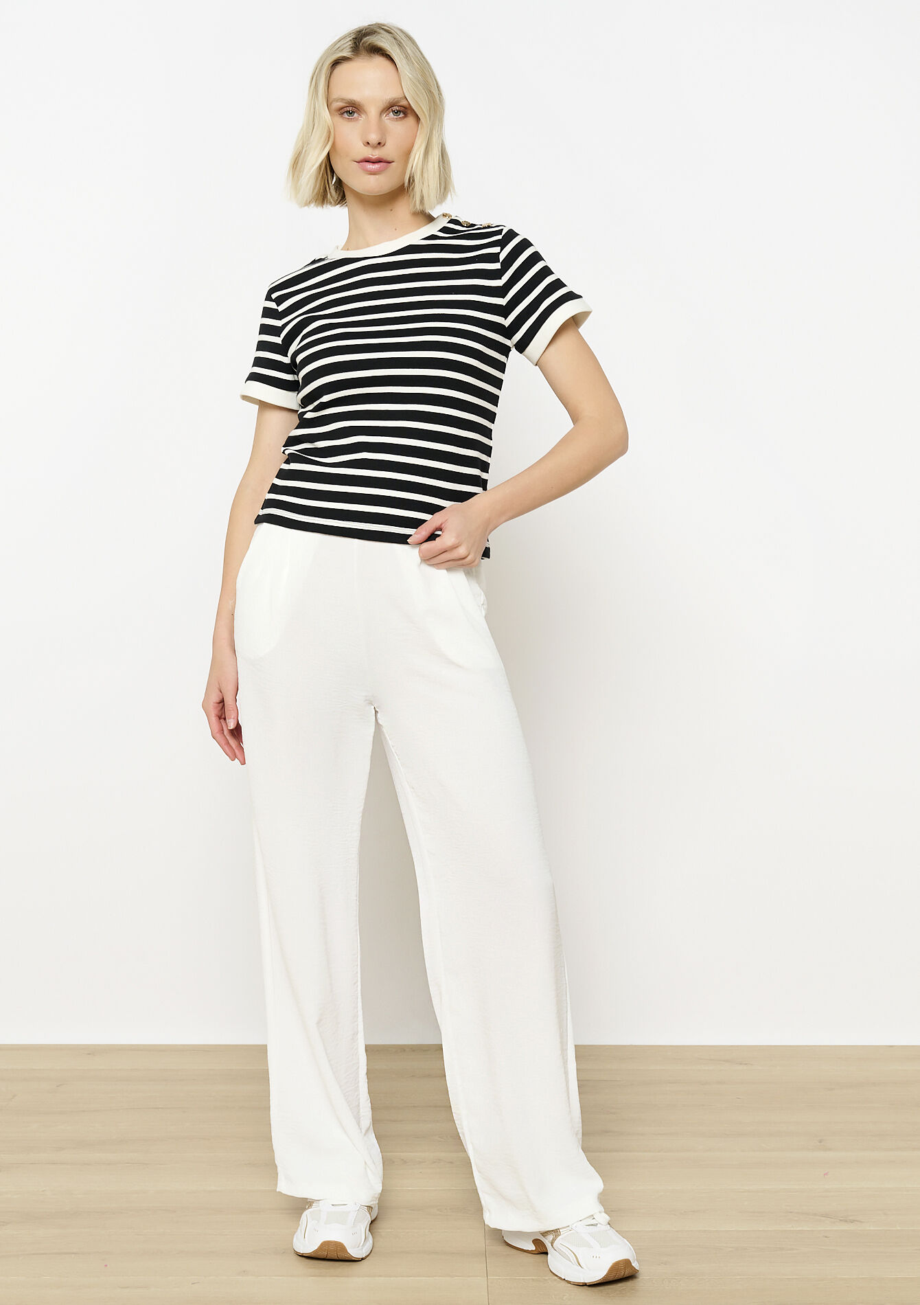 Buttoned stripe tee, Buttoned stripe tee - BLACK - 02301712_1119