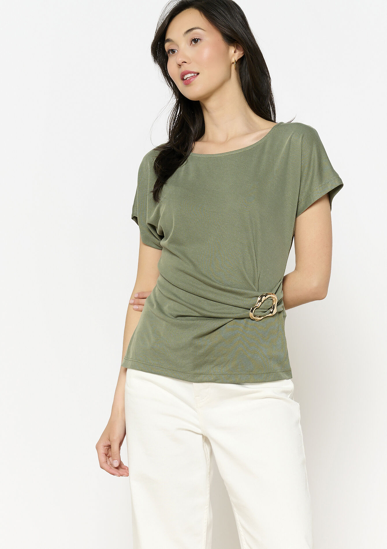 T-shirt à boucle texturée, undefined - KHAKI FADED - undefined