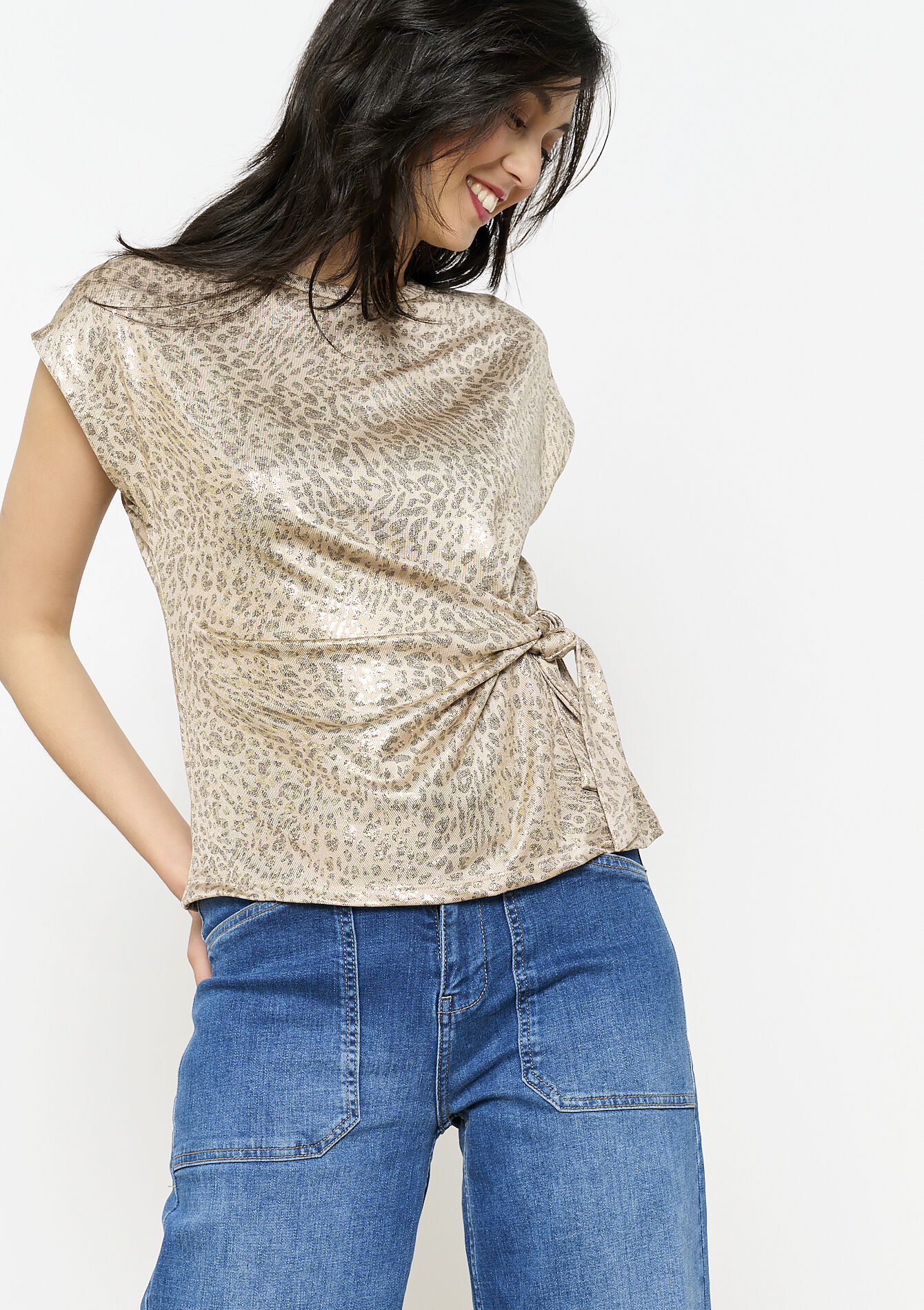 Top fluide irisé, undefined - LIGHT TAUPE - undefined