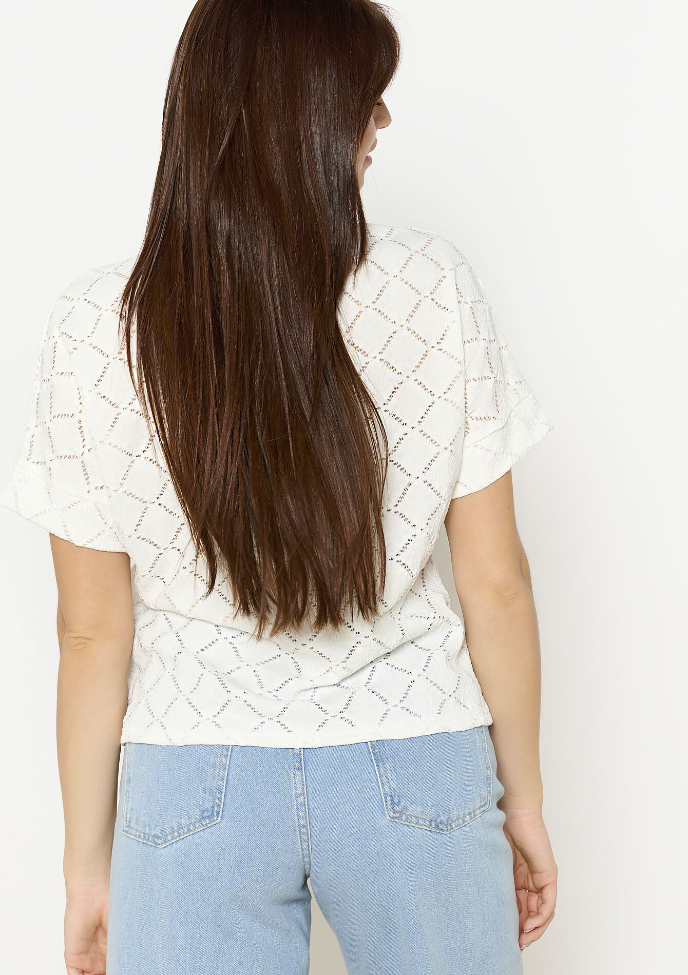 T-shirt ajouré chic, T-shirt ajouré chic - OFFWHITE - 02301794_1001