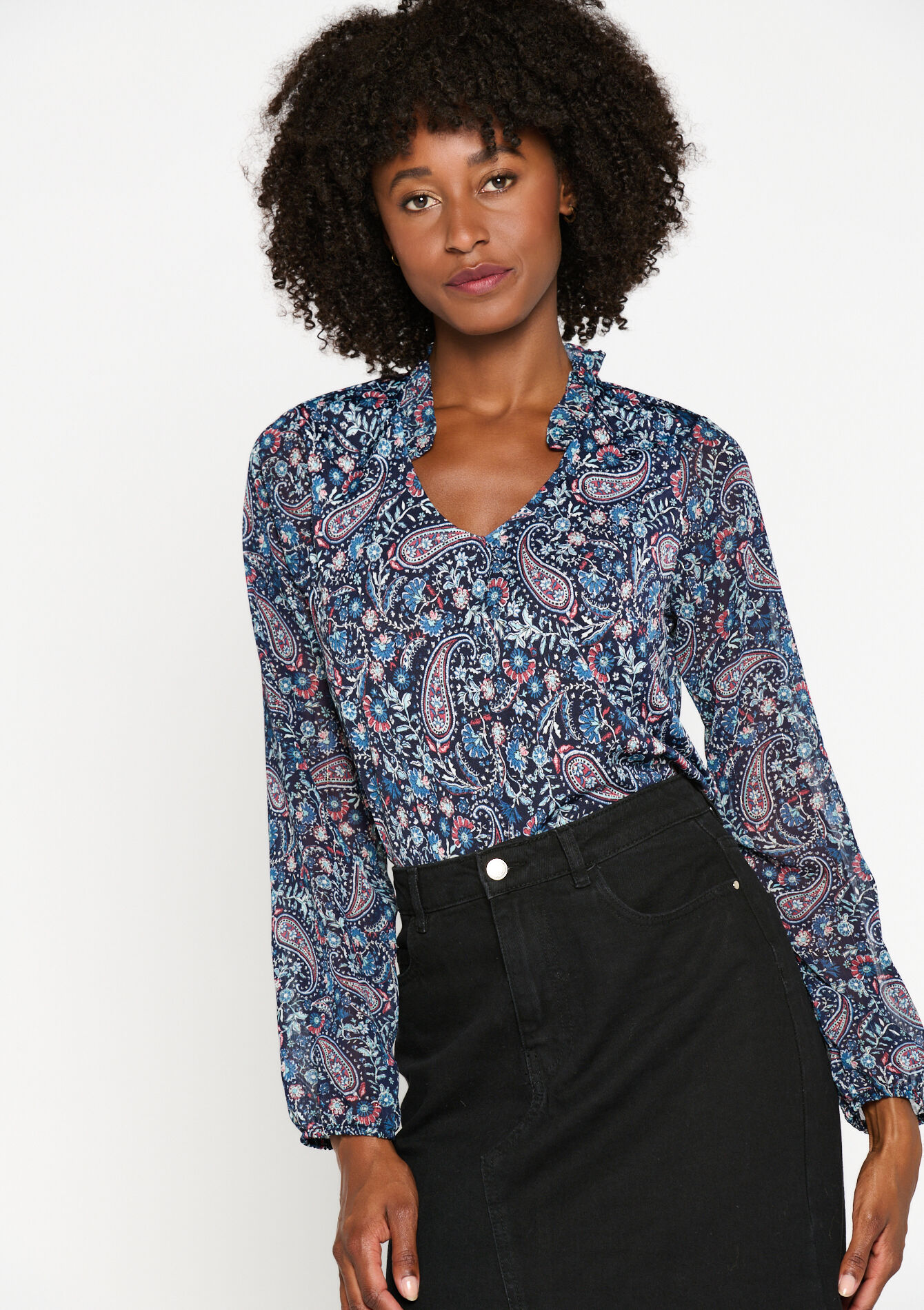 T-shirt with paisley print, undefined - NAVY BASIC - undefined