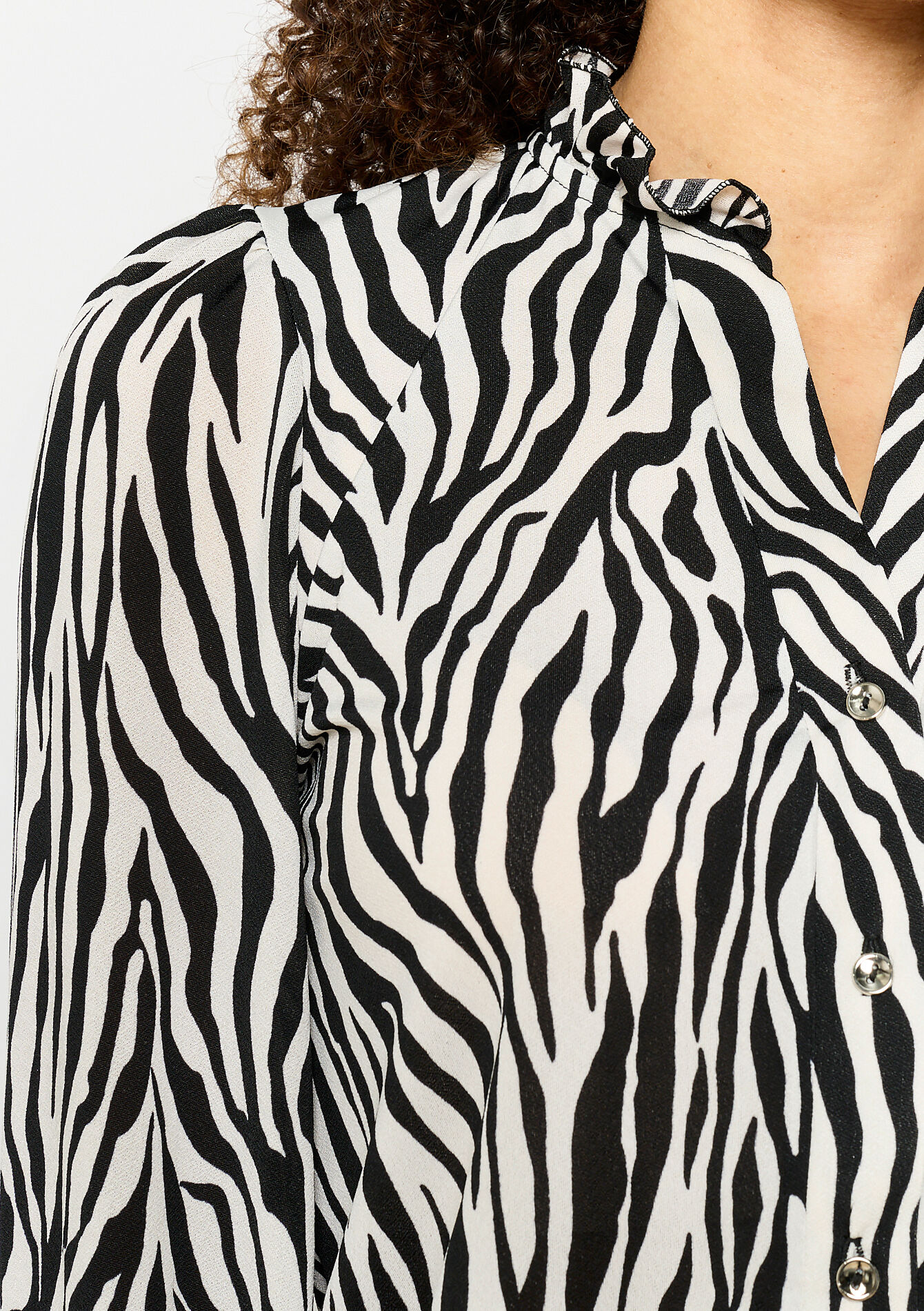 Blouse with zebra print, undefined - OPTICAL WHITE - undefined
