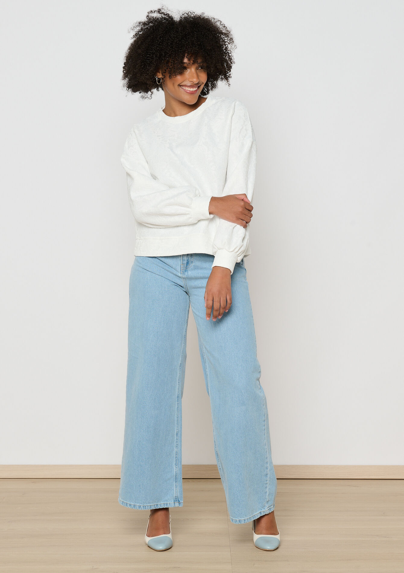 Sweat avec dentelle, Sweat avec dentelle - OPTICAL WHITE - 03001771_1019