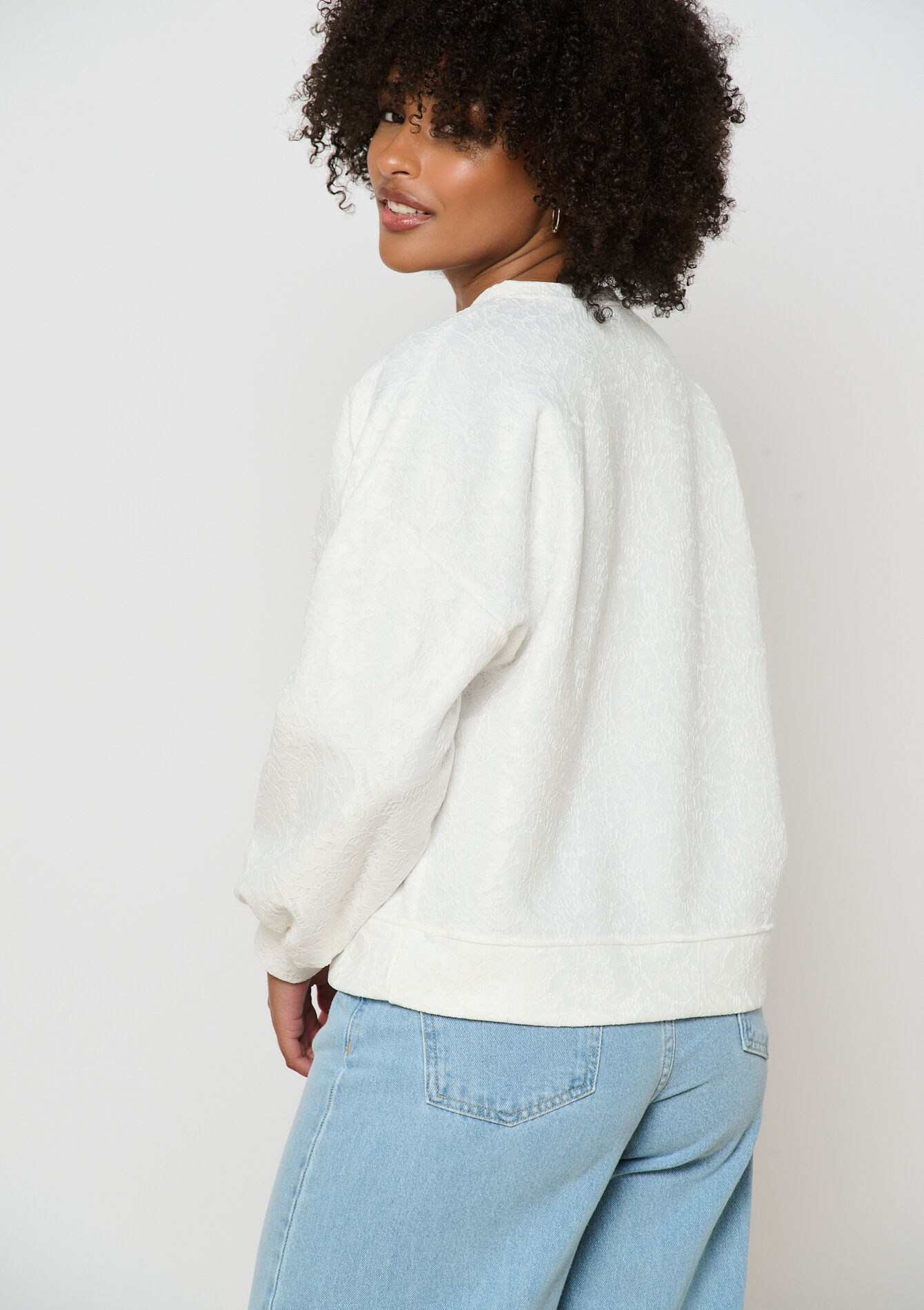 Sweat avec dentelle, Sweat avec dentelle - OPTICAL WHITE - 03001771_1019