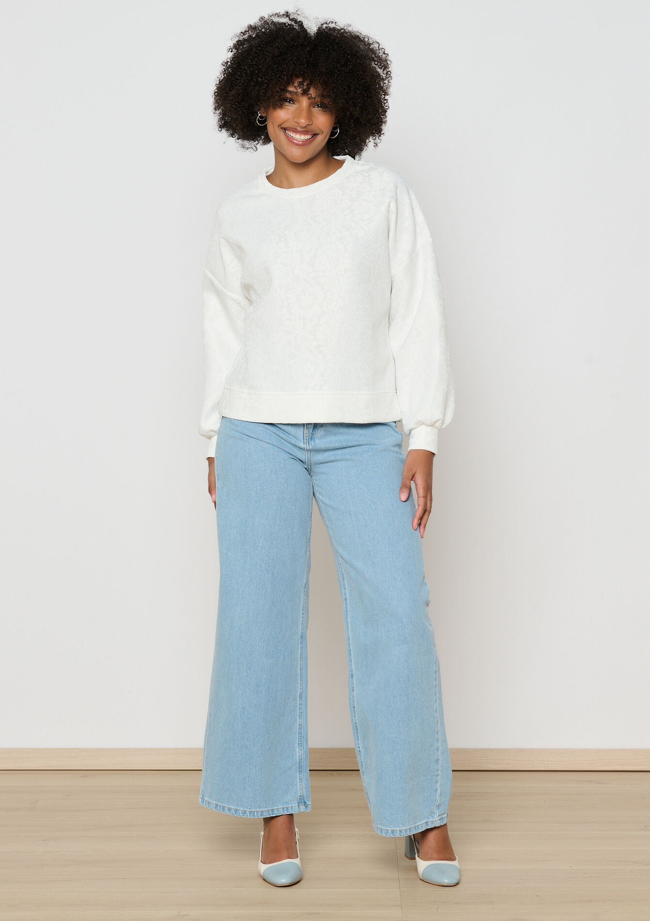 Sweat avec dentelle, Sweat avec dentelle - OPTICAL WHITE - 03001771_1019