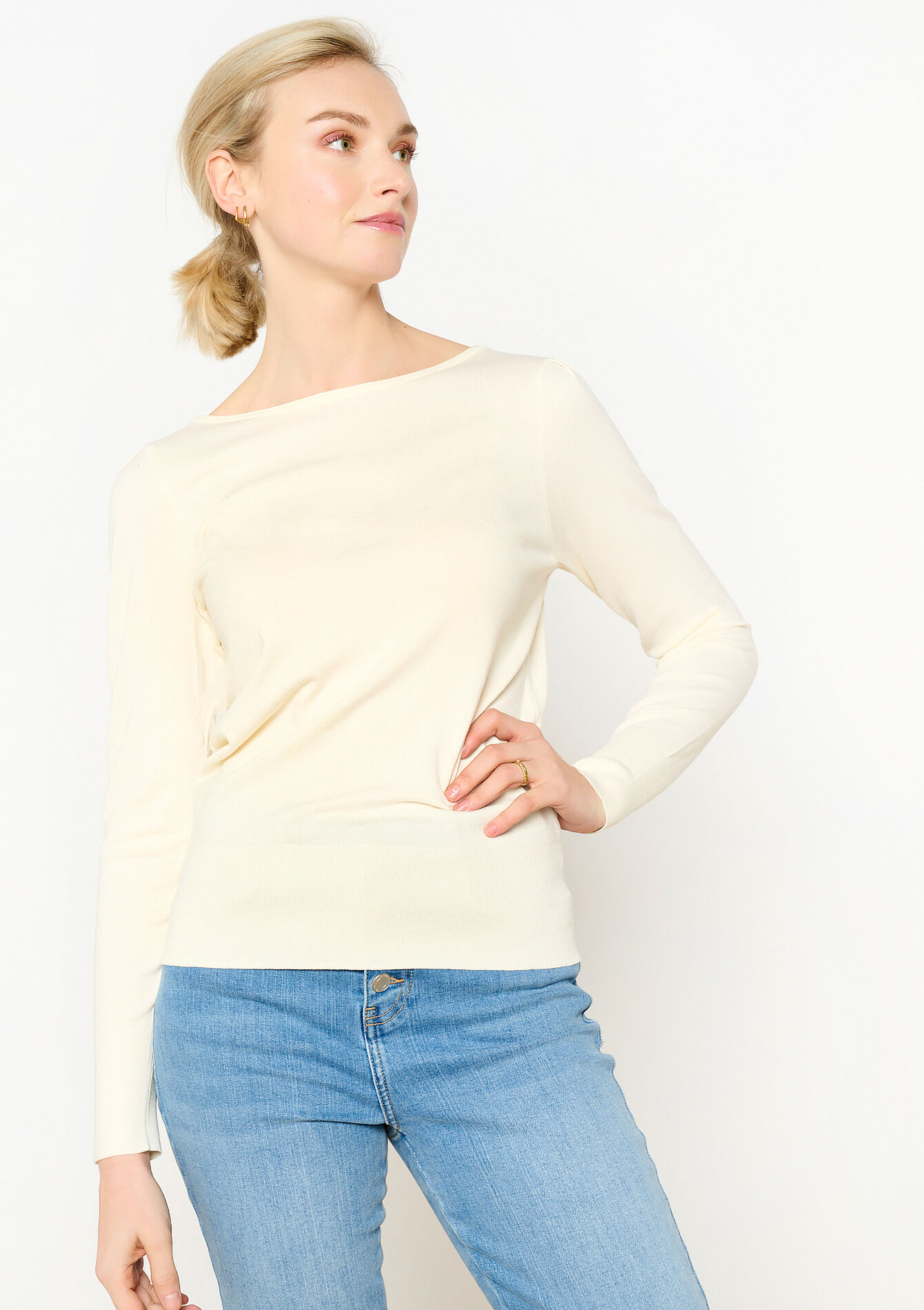 Pullover basique avec col bateau, undefined - OFFWHITE - undefined
