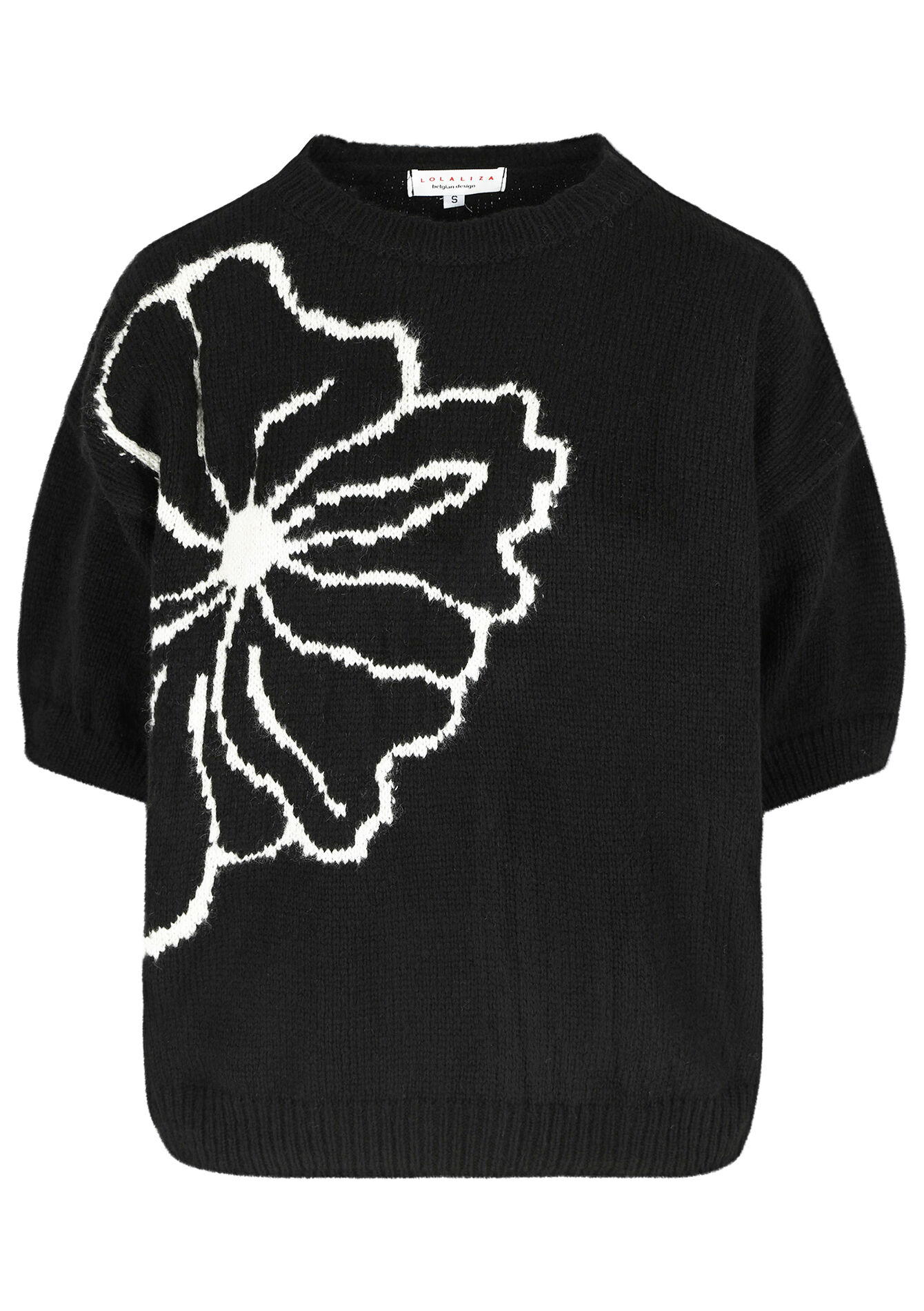 Pullover avec motif fleur, Pullover avec motif fleur - BLACK - 04006481_1119