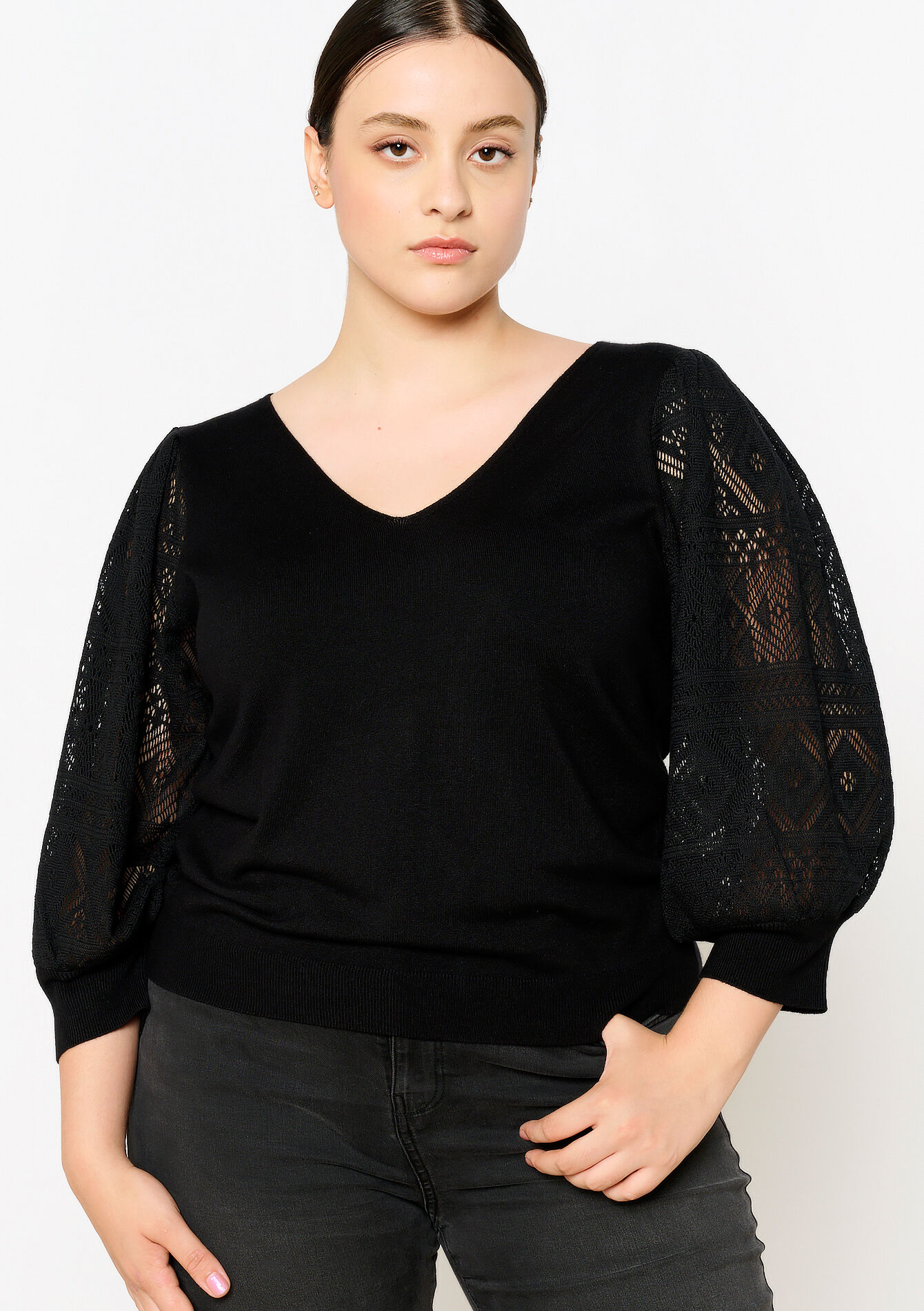 Pull avec manches en dentelle, undefined - BLACK BEAUTY - undefined