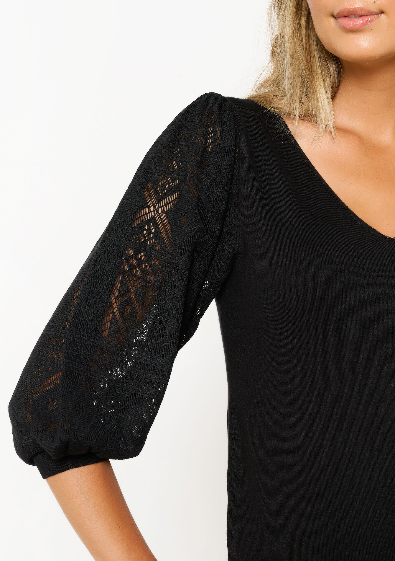 Pull avec manches en dentelle, undefined - BLACK BEAUTY - undefined