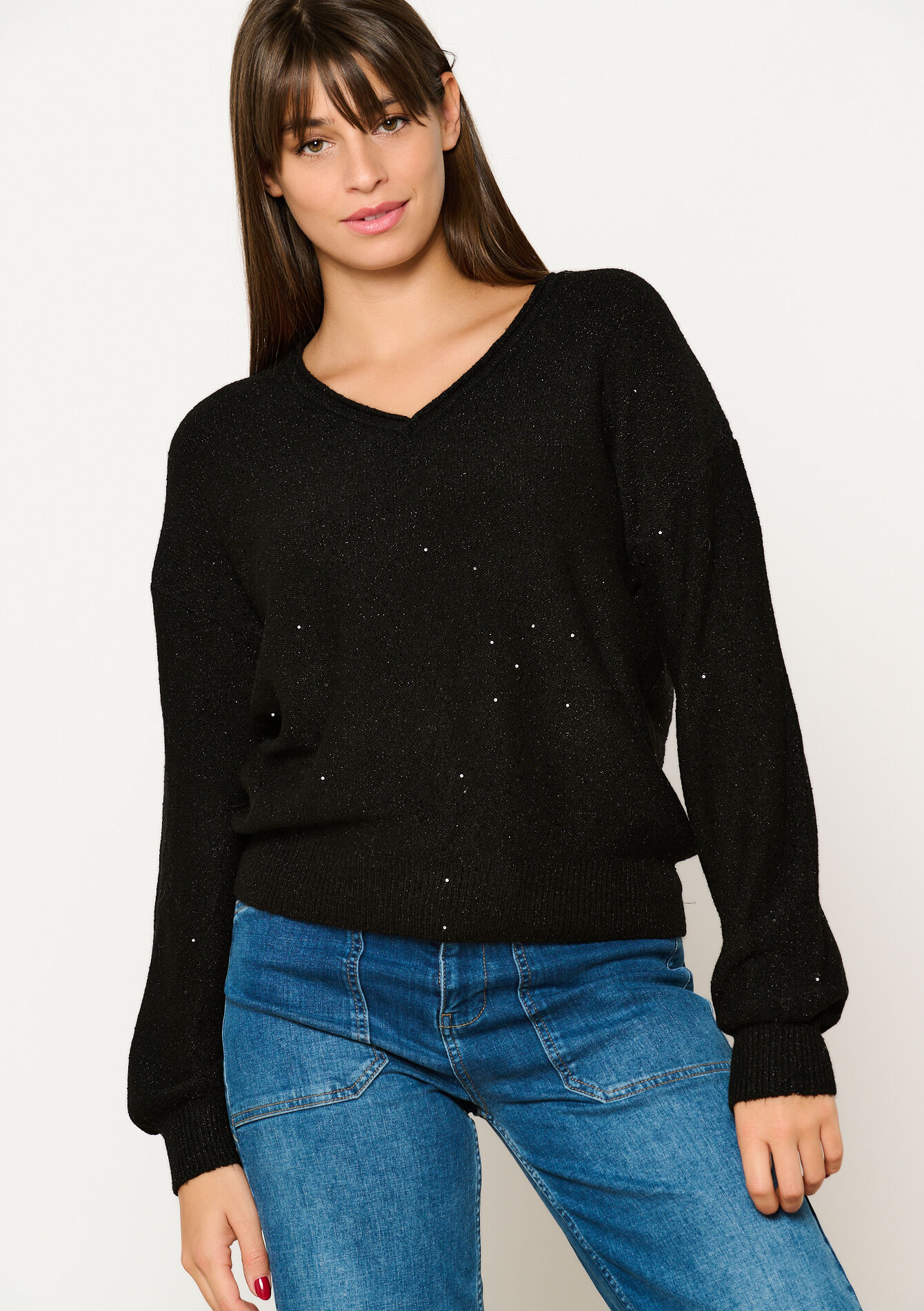 Sweater with sequins, undefined - BLACK - undefined