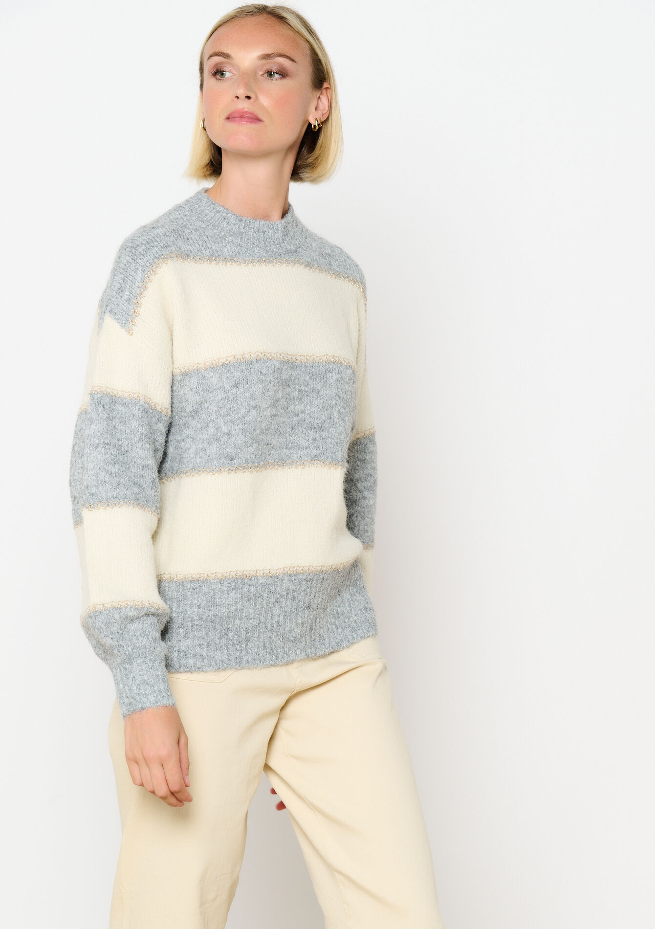 Sweater with colour block, undefined - LT GREY - undefined
