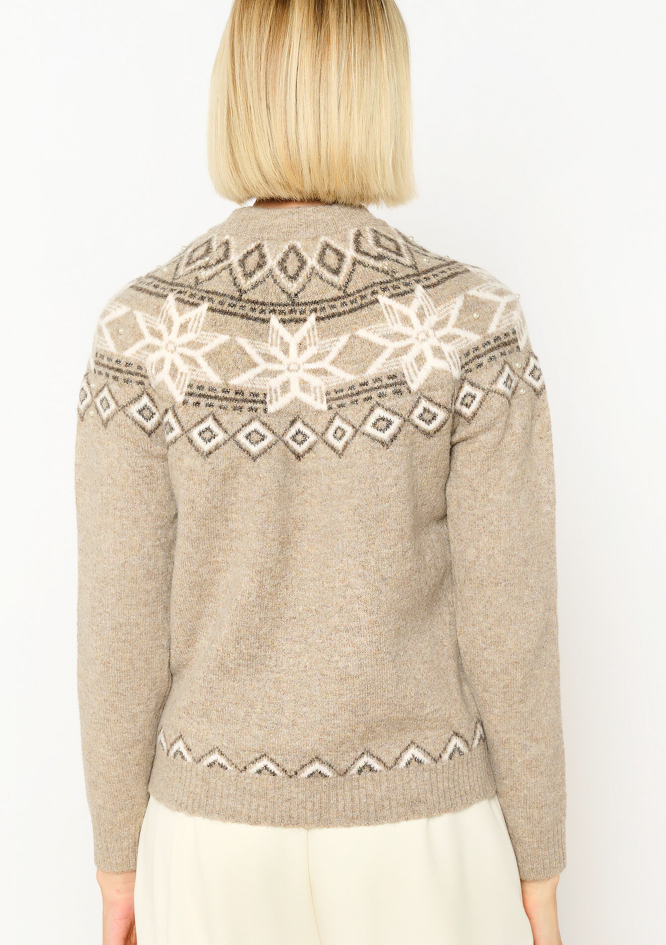 Pull en jacquard avec perles, Pull en jacquard avec perles - TAUPE - 04006585_1021